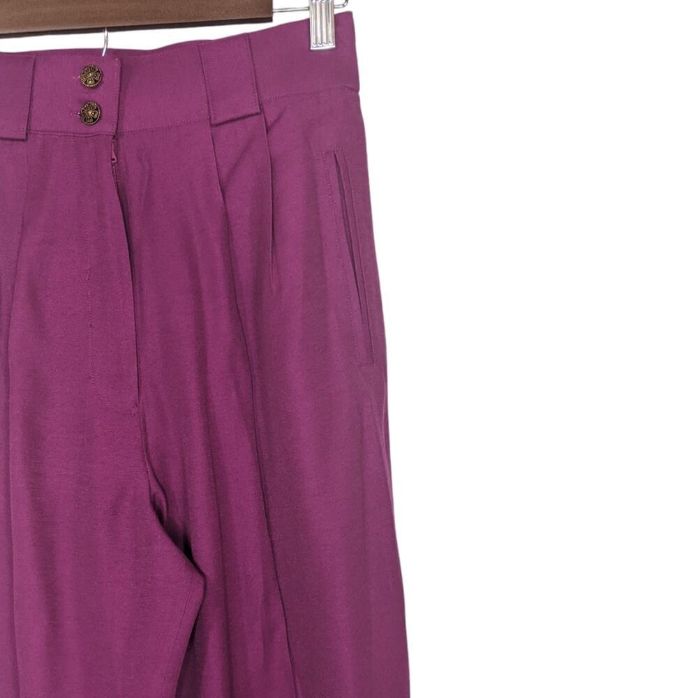 VTG High Waist Tailored Pleated Tapered Fuchia Pants Slacks Accent Buttons XS - Picture 8 of 9